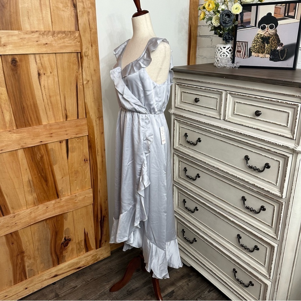 Show Me Your MuMu Light Blue Ruffle Wrap Dress - Picture 4 of 10